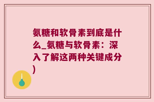 氨糖和软骨素到底是什么_氨糖与软骨素:深入了解这两种关键成分)