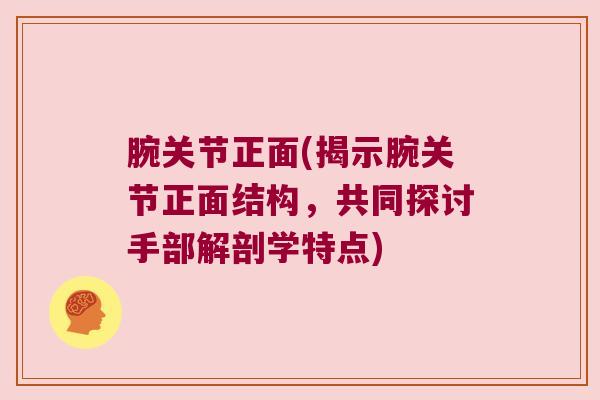 腕关节正面(揭示腕关节正面结构,共同探讨手部解剖学特点)