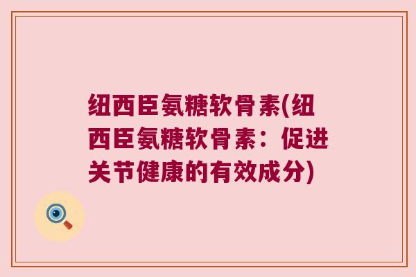 纽西臣氨糖软骨素(纽西臣氨糖软骨素:促进关节健康的有效成分)