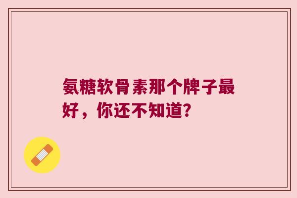 氨糖软骨素那个牌子最好,你还不知道? 氨糖软骨素那个牌子最好,你还不知道?