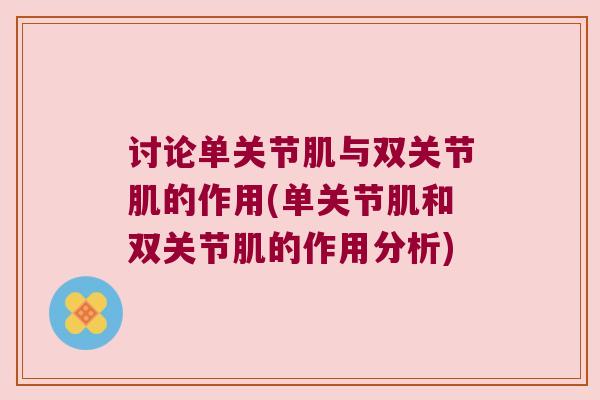 讨论单关节肌与双关节肌的作用(单关节肌和双关节肌的作用分析) 讨论单关节肌与双关节肌的作用(单关节肌和双关节肌的作用分析)