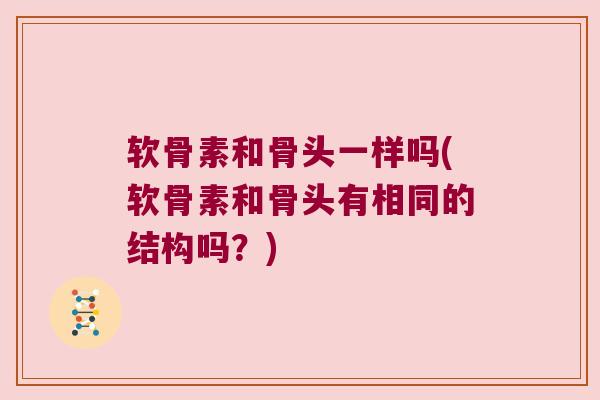 软骨素和骨头一样吗(软骨素和骨头有相同的结构吗?)