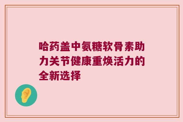 哈药盖中氨糖软骨素助力关节健康重焕活力的全新选择 哈药盖中氨糖软骨素助力关节健康重焕活力的全新选择