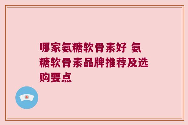 哪家氨糖软骨素好 氨糖软骨素品牌推荐及选购要点