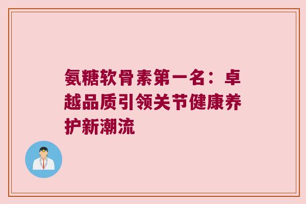 氨糖软骨素第一名:卓越品质引领关节健康养护新潮流