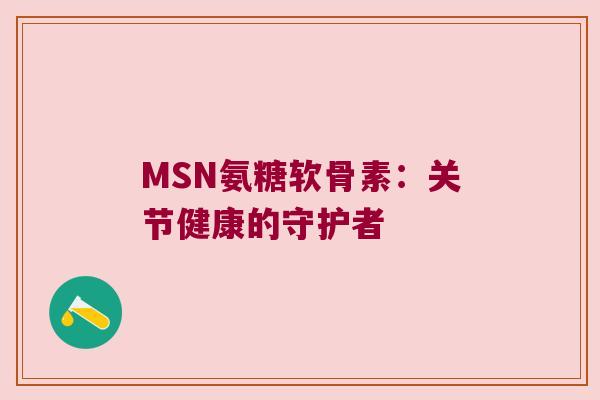MSN氨糖软骨素:关节健康的守护者 MSN氨糖软骨素:关节健康的守护者