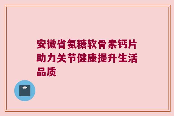 安微省氨糖软骨素钙片助力关节健康提升生活品质
