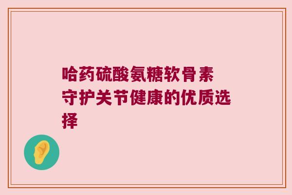 哈药硫酸氨糖软骨素 守护关节健康的优质选择 哈药硫酸氨糖软骨素 守护关节健康的优质选择