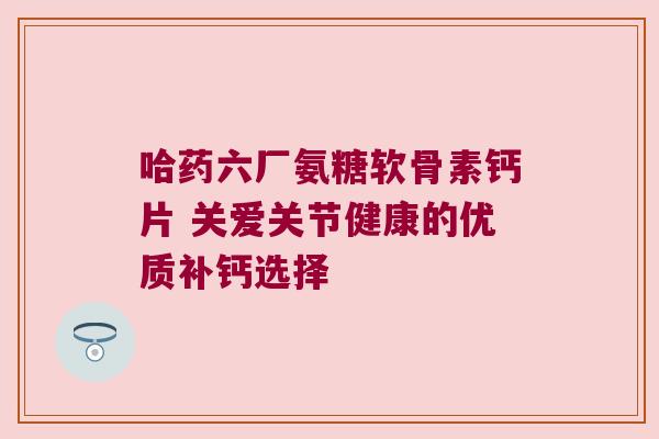 哈药六厂氨糖软骨素钙片 关爱关节健康的优质补钙选择 哈药六厂氨糖软骨素钙片 关爱关节健康的优质补钙选择