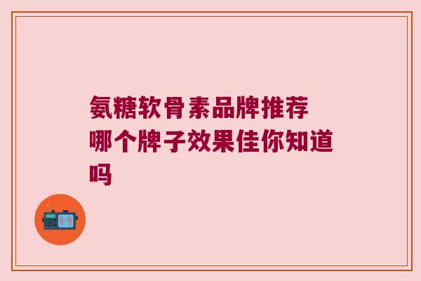 氨糖软骨素品牌推荐 哪个牌子效果佳你知道吗