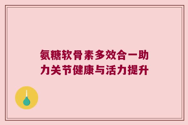 氨糖软骨素多效合一助力关节健康与活力提升 氨糖软骨素多效合一助力关节健康与活力提升