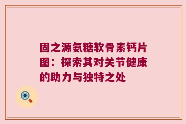 固之源氨糖软骨素钙片图:探索其对关节健康的助力与独特之处