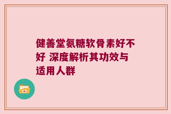 健善堂氨糖软骨素好不好 深度解析其功效与适用人群