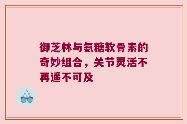 御芝林与氨糖软骨素的奇妙组合,关节灵活不再遥不可及 御芝林与氨糖软骨素的奇妙组合,关节灵活不再遥不可及