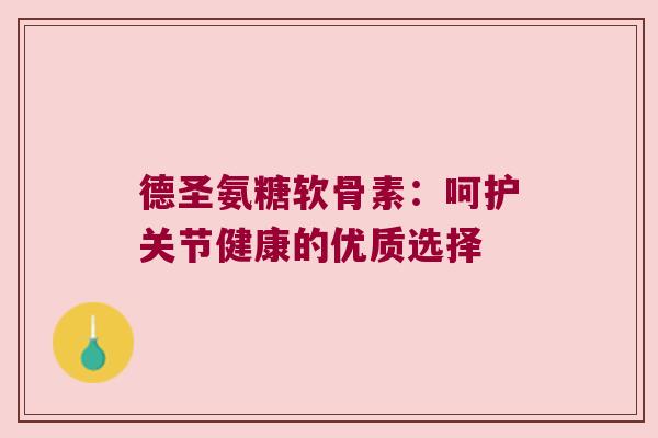 德圣氨糖软骨素:呵护关节健康的优质选择
