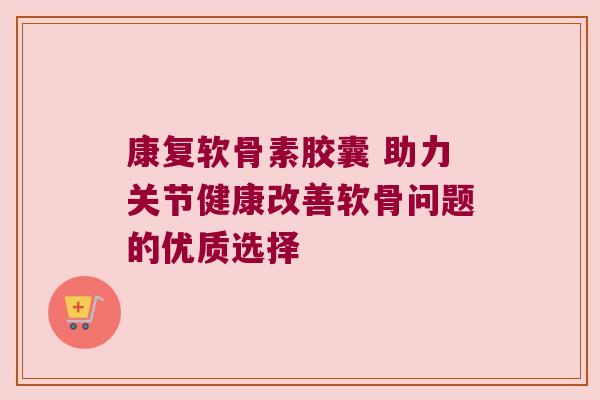 康复软骨素胶囊 助力关节健康改善软骨问题的优质选择