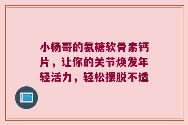 小杨哥的氨糖软骨素钙片,让你的关节焕发年轻活力,轻松摆脱不适