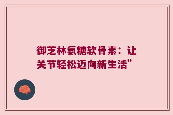 御芝林氨糖软骨素:让关节轻松迈向新生活”