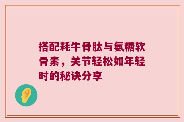 搭配耗牛骨肽与氨糖软骨素,关节轻松如年轻时的秘诀分享