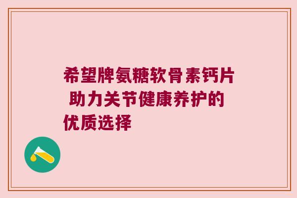 希望牌氨糖软骨素钙片 助力关节健康养护的优质选择 希望牌氨糖软骨素钙片 助力关节健康养护的优质选择