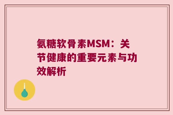 氨糖软骨素MSM:关节健康的重要元素与功效解析