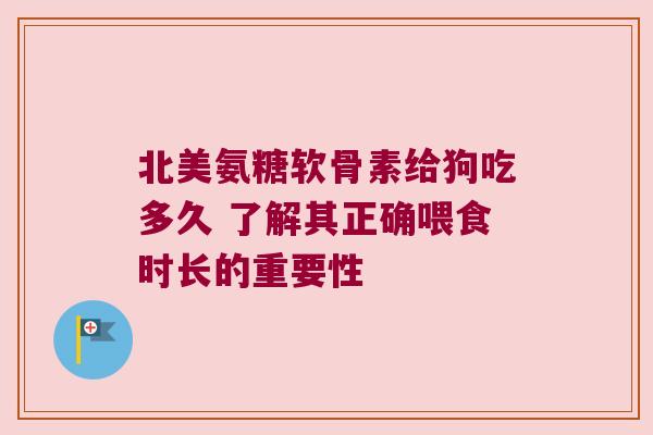 北美氨糖软骨素给狗吃多久 了解其正确喂食时长的重要性