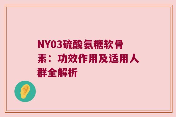 NY03硫酸氨糖软骨素:功效作用及适用人群全解析 NY03硫酸氨糖软骨素:功效作用及适用人群全解析