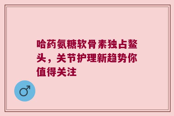 哈药氨糖软骨素独占鳌头，关节护理新趋势你值得关注