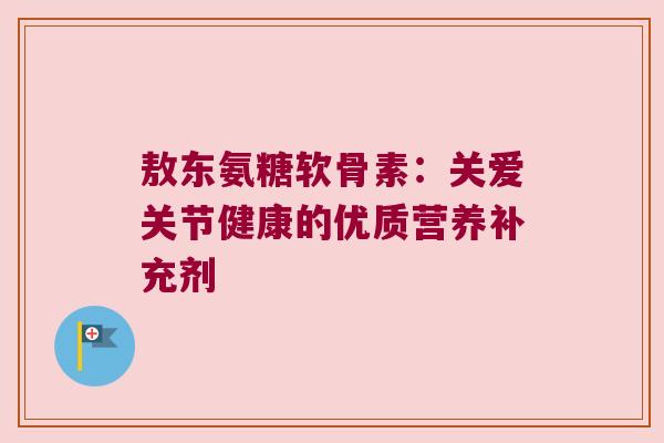 敖东氨糖软骨素:关爱关节健康的优质营养补充剂 敖东氨糖软骨素:关爱关节健康的优质营养补充剂