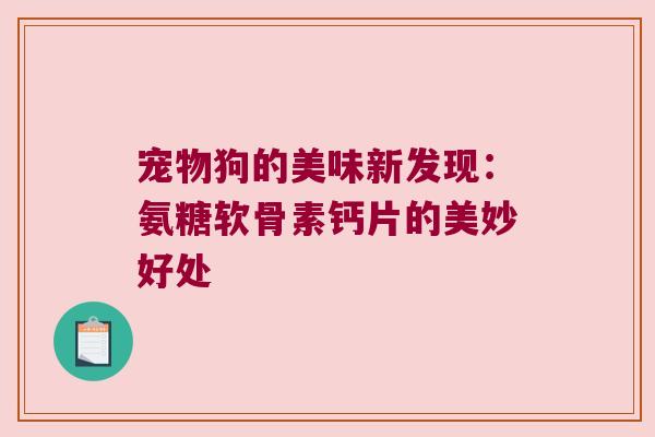 宠物狗的美味新发现:氨糖软骨素钙片的美妙好处
