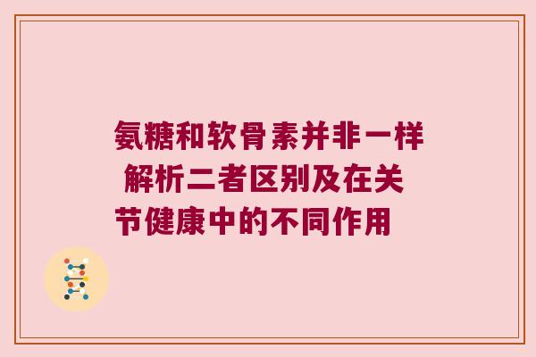 氨糖和软骨素并非一样 解析二者区别及在关节健康中的不同作用 氨糖和软骨素并非一样 解析二者区别及在关节健康中的不同作用