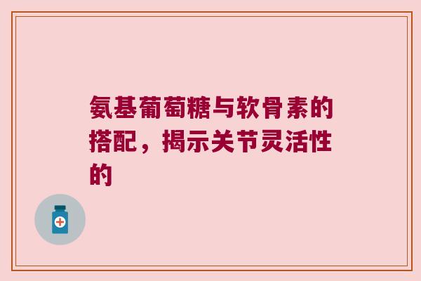 氨基葡萄糖与软骨素的搭配,揭示关节灵活性的 氨基葡萄糖与软骨素的搭配,揭示关节灵活性的