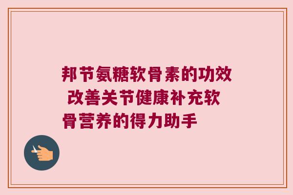 邦节氨糖软骨素的功效 改善关节健康补充软骨营养的得力助手 邦节氨糖软骨素的功效 改善关节健康补充软骨营养的得力助手