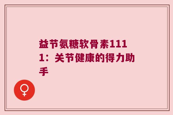 益节氨糖软骨素1111:关节健康的得力助手