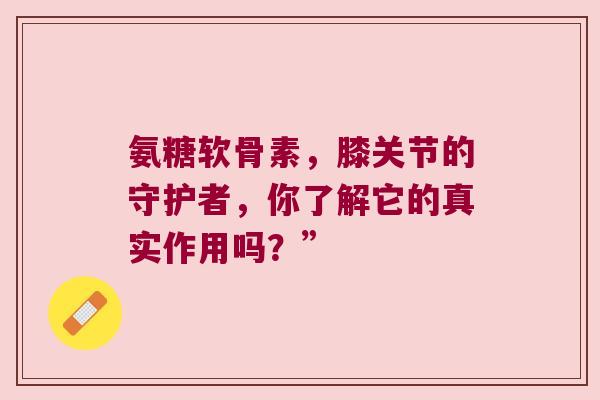 氨糖软骨素,膝关节的守护者,你了解它的真实作用吗?”